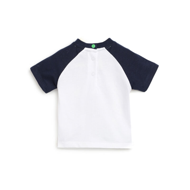 Boys White and Green Printed Short Sleeve T-Shirt image number null
